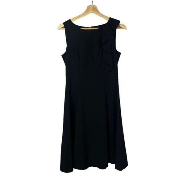 Calvin Klein Black Bateau Neck Sleeveless A-Line Knee Length Dress 4 - Picture 1 of 4